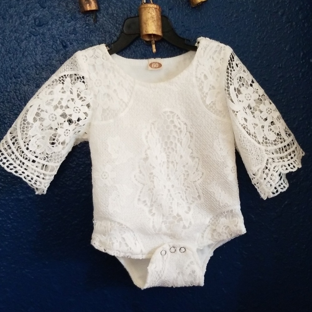 Boho Hippie Style White Lace Onsie
